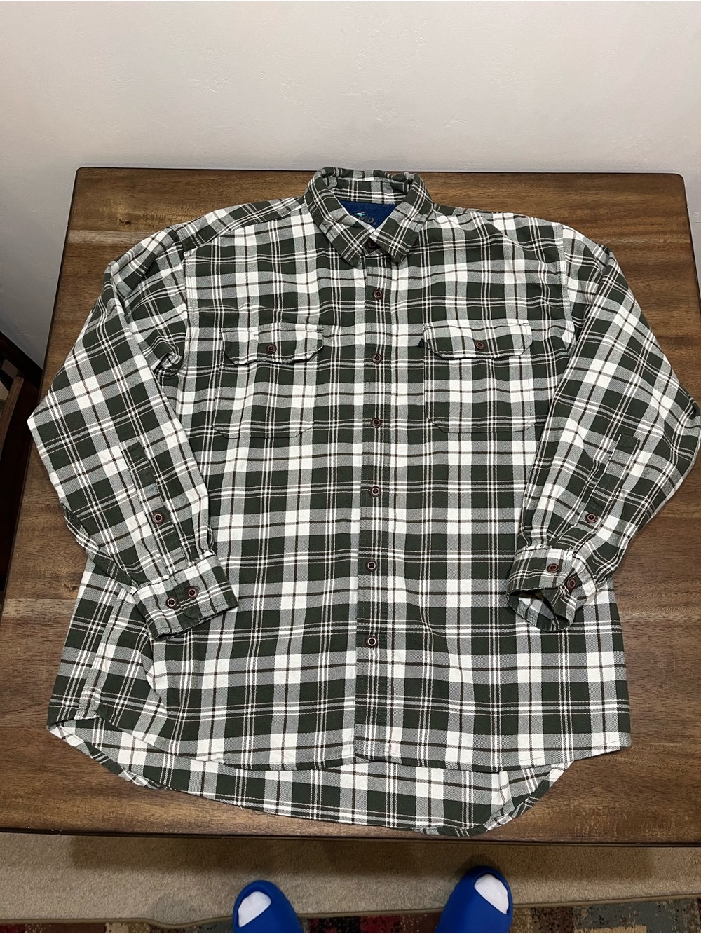 RedHead Green & Cream Plaid Button-Down Thick Flannel Shirt SZ XXL